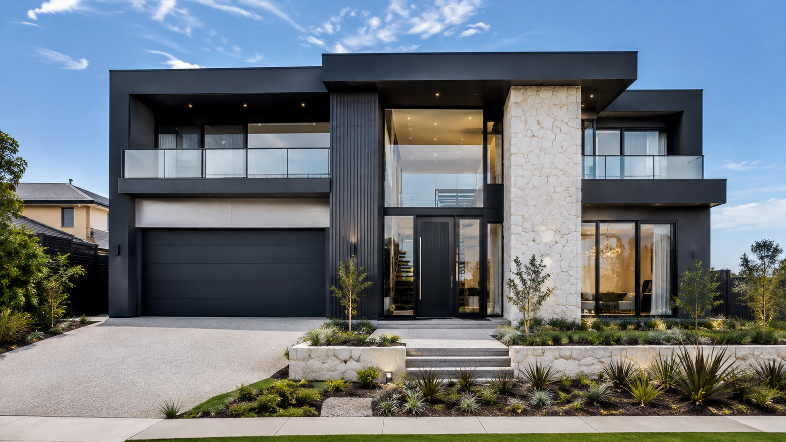 Custom residence at dusk
